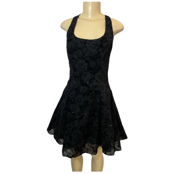 Zum Zum Vintage 90’s Y2K Black Floral Velvet Satin Sparkle Party Dress Size 5-6 - Picture 3 of 12